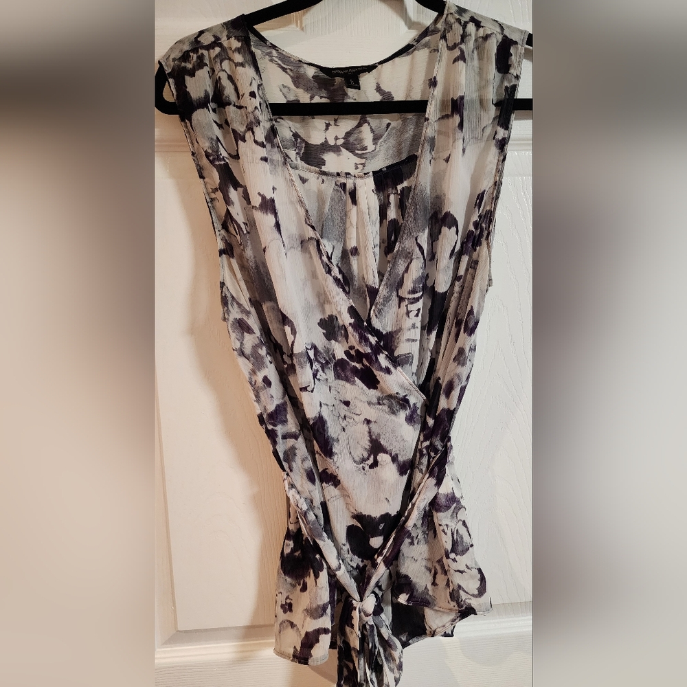 Banana Republic Sleeveless Blouse, Grey/Black/Purple, L